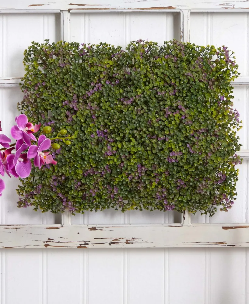 Nearly Natural 6x6" Purple and Green Clover Mat, Set of 12