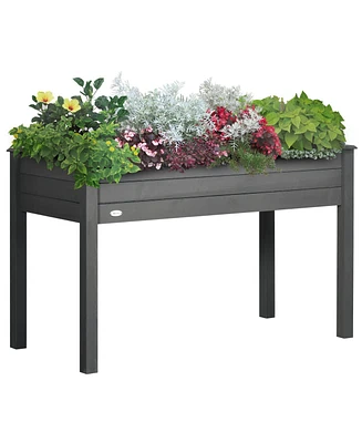Outsunny 48" Raised Garden Bed Elevated Wooden Planter Box with Holes,