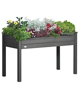 Outsunny 48" Raised Garden Bed Elevated Wooden Planter Box with Holes,