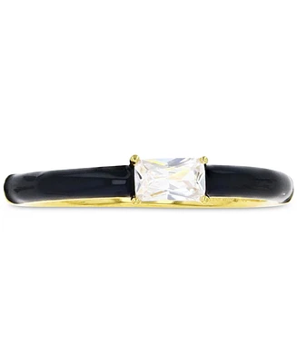 Cubic Zirconia & Enamel Stack Band 14k Gold-Plated Sterling Silver