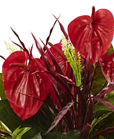 Nearly Natural 2-Pc. 24" Mixed Anthurium Artificial Bush Set
