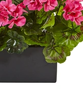 Nearly Natural Geranium Silk Plant Rectangular Planter, Uv Resistant