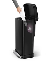 simplehuman 45 Liter Rectangular Liner Rim Steel Kitchen Trash Can with Liner Pocket