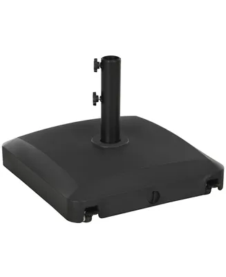 Outsunny Patio Umbrella Base with Wheels, 53lbs Water or 66lbs Sand Filled, Heavy Duty Outdoor Umbrella Stand Holder