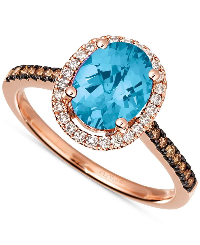 Le Vian Amethyst (1-3/8 ct. t.w.) & Diamond (1/4 t.w) Ring 14k Rose Gold (Also Citrine, Deep Sea Blue Topaz, Green Quartz, Peridot, Opal S