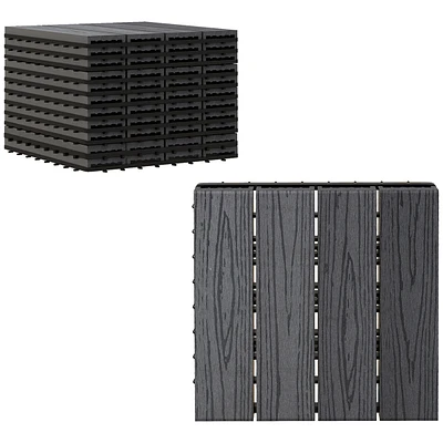 Outsunny 12" 11pc Wood-Plastic Composite Flooring Deck Interlocking Tiles