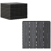 Outsunny 12" 11pc Wood-Plastic Composite Flooring Deck Interlocking Tiles