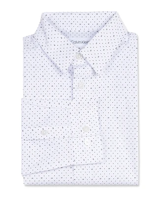 Calvin Klein Little Boys Slim-Fit Stretch Logo Dot-Print Dress Shirt
