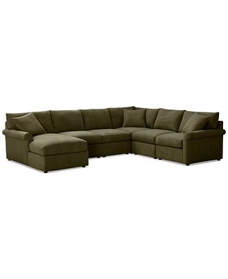 Closeout! Wrenley 131" 6-Pc. Fabric Modular Sectional Chaise Sofa, Created for Macy's