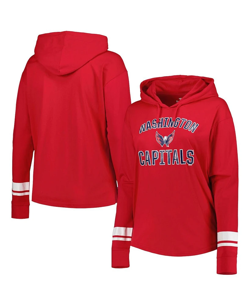Women's Red Washington Capitals Colorblock Plus Size Pullover Hoodie Jacket