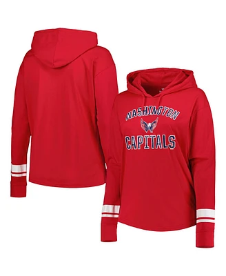 Women's Red Washington Capitals Colorblock Plus Size Pullover Hoodie Jacket