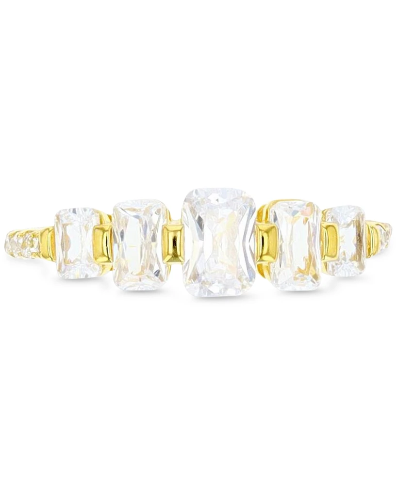 Cubic Zirconia Graduated Statement Ring 14k Gold-Plated Sterling Silver