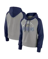 Women's Fanatics Navy, Gray Milwaukee Brewers Pop Fly Pullover Hoodie