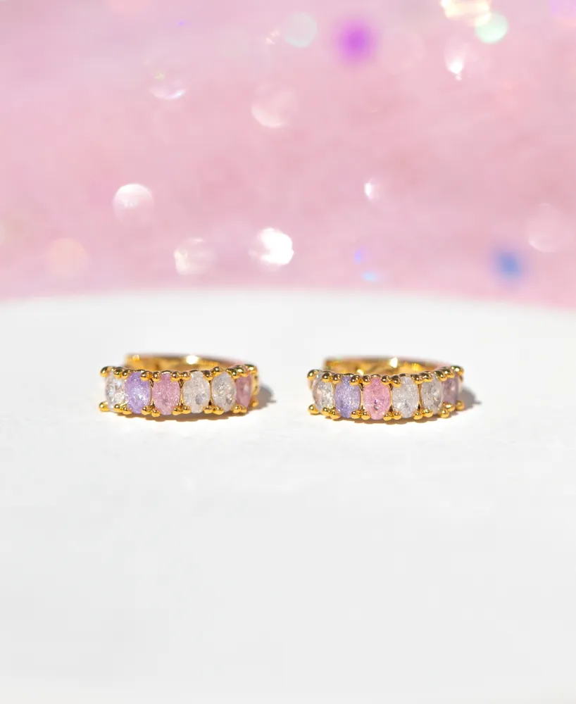 Girls Crew Enamel and Faux Cubic Zirconia Gradiant Dreaming about you Hoops Earrings