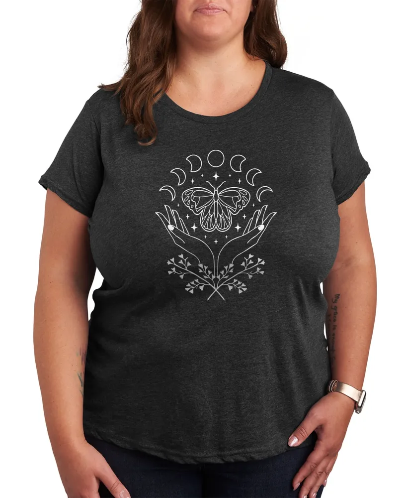 Hybrid Apparel Trendy Plus Size Cosmic Butterfly Graphic T-shirt