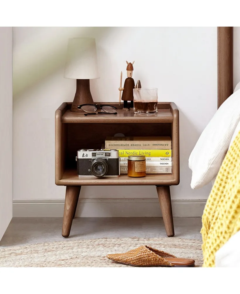 Pure Solid Wood Bedside Cabinet Modern Simple Nightstands European Beech Bedside Cabinet Nordic Bedroom Solid Beech Storage Cabinet 0.4m