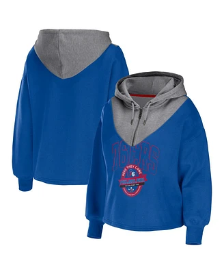 Women's Wear by Erin Andrews Royal Philadelphia 76ers Pieced Quarter-Zip Hoodie Jacket