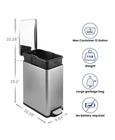 12 Gal/ 45 Liter Slim Stainless Steel Step-on kitchen Trash Can