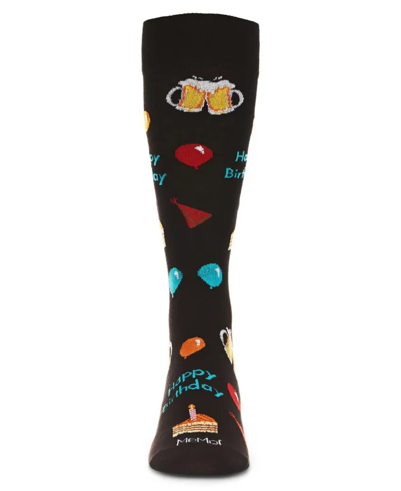 MeMoi Men's Happy Birthday Rayon from Bamboo Novelty Crew Socks