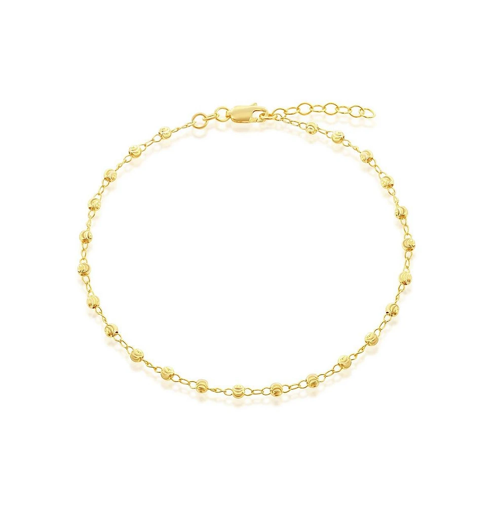Simona Sterling Silver Diamond Cut Beaded Anklet