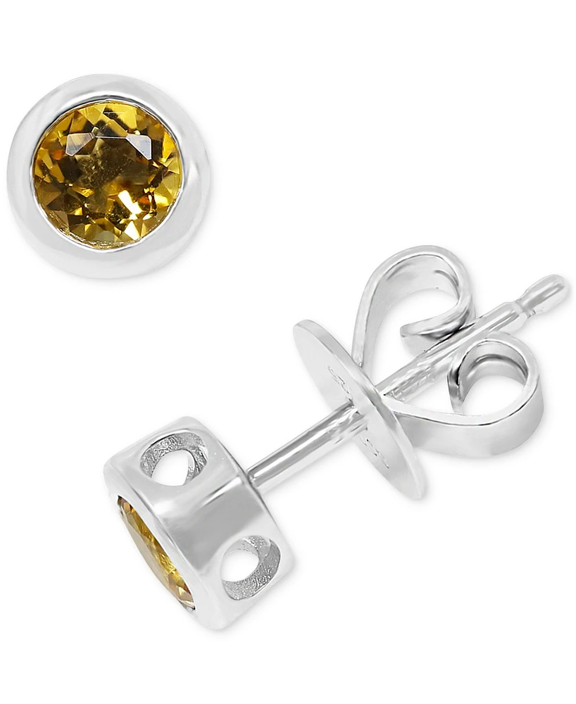 Citrine Bezel Stud Earrings (3/8 ct. t.w.) in Sterling Silver