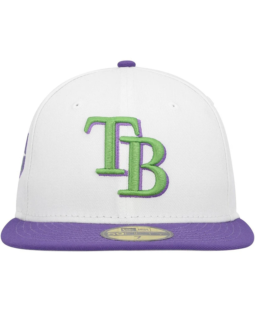 Men's New Era White Tampa Bay Rays Side Patch 59FIFTY Fitted Hat