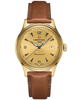 Certina Men's Swiss Automatic Ds Brown Leather Strap Watch 41mm