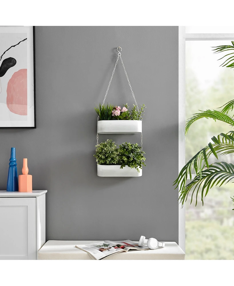 Danya B Two-Tier Hanging Metal Trough Wall Planter