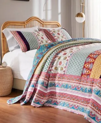Greenland Home Fashions Thalia Boho Style Velvet Embellished Cotton Bedspread Set