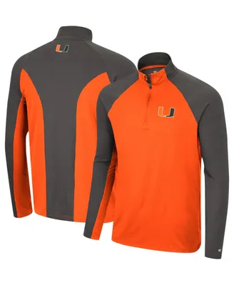 Men's Colosseum Orange, Charcoal Miami Hurricanes Two Yutes Raglan Quarter-Zip Windshirt