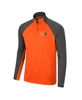Men's Colosseum Orange, Charcoal Miami Hurricanes Two Yutes Raglan Quarter-Zip Windshirt