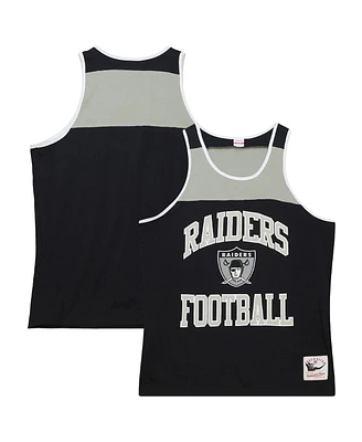 Men's Mitchell & Ness Black, Silver Las Vegas Raiders Heritage Colorblock Tank Top