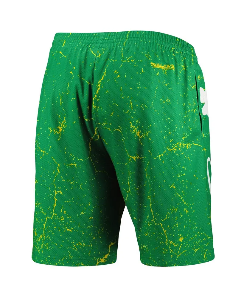 Men's Mitchell & Ness Larry Bird Green Boston Celtics Hardwood Classics Player Burst Shorts