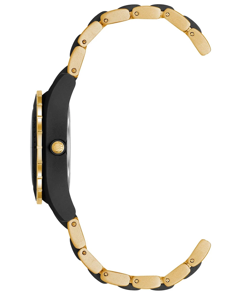 Anne Klein Women's Solar Gold-Tone and Black Oceanworks Plastic Watch, 32mm