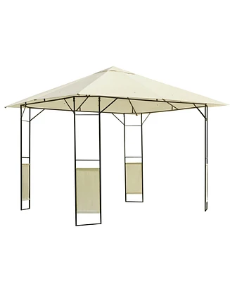 Outsunny 10' x 10' Outdoor Gazebo Canopy Modern Canopy Shelter with Weather Resistant Roof & Steel Frame for Parties, BBQs, & Shade