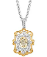 Enchanted Disney Fine Jewelry Citrine (7/8 ct. t.w.) & Diamond (1/5 ct. t.w.) Belle Pendant in Sterling Silver & 14k Gold, 16" + 2" extender