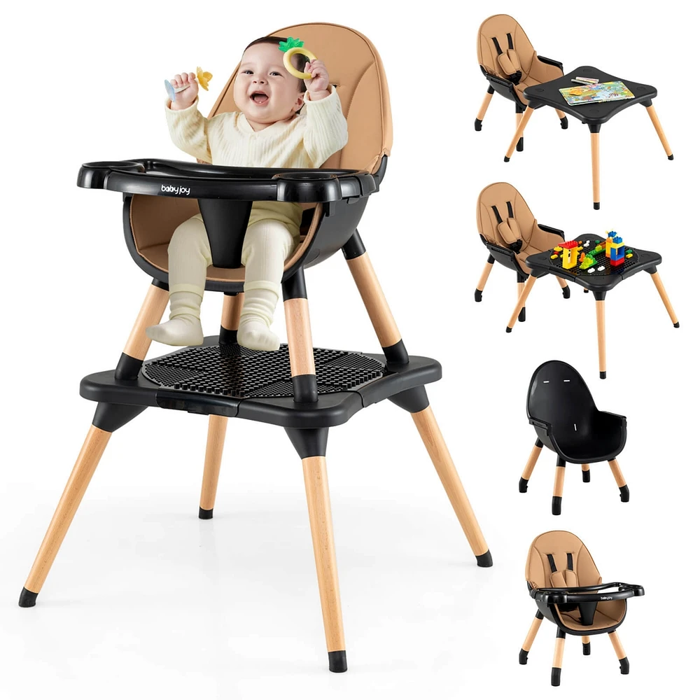 Costway Toddler 6 1 High Chair Convertible Highchair with 5-Point Harness