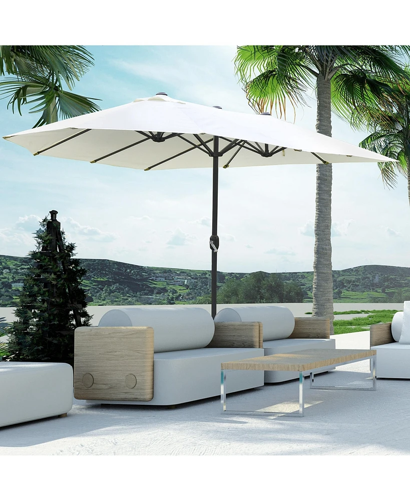 Outsunny 15' Backyard Double-Sided Steel Fabric Market Garden Umbrella
