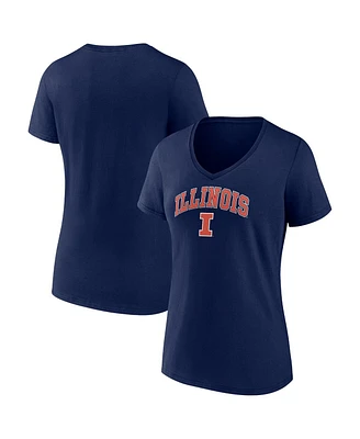 Women's Fanatics Navy Illinois Fighting Illini Evergreen Campus V-Neck T-shirt