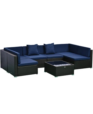 Outsunny 7pc Sectional Wicker Patio