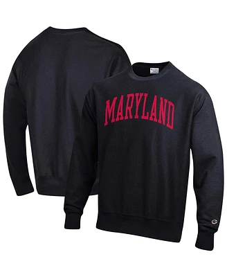 Men's Champion Black Maryland Terrapins Arch Reverse Weave Pullover Sweatshirt