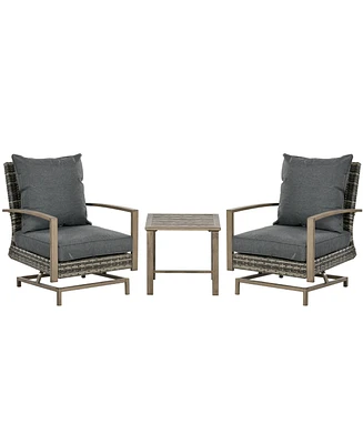 Outsunny Patio Bistro Set with Rocking Chairs, Dark