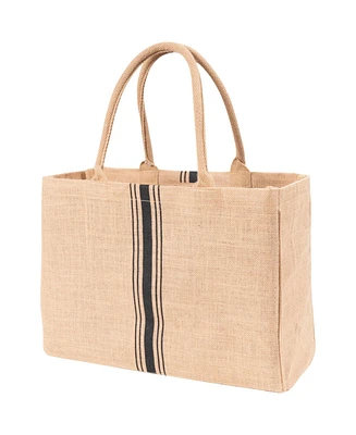 Kaf Home Jute Market Tote Bag with Triple Stripe Print