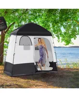 Outsunny Two Room Pop Up Shower Tent w/ Shower Bag, Floor & Carry Bag