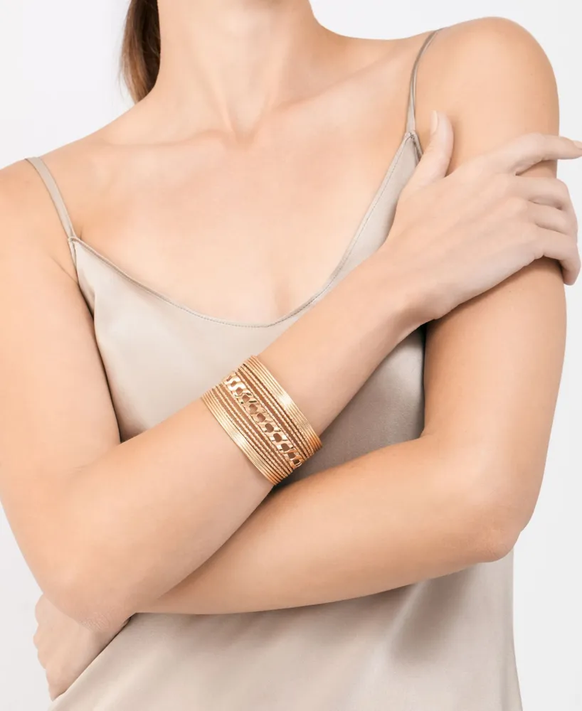 Adornia 14K Gold Plated Multi Strand Cuff Bracelet