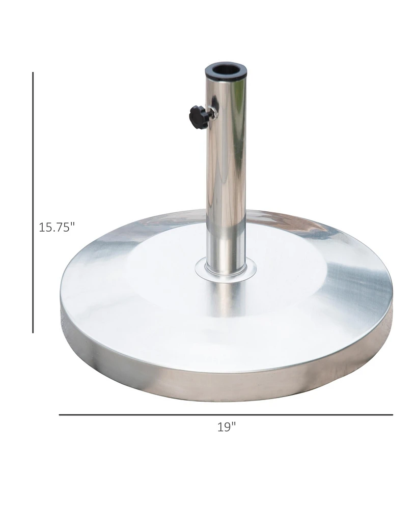 Outsunny 55lb Round Stainless Steel Outdoor Patio Umbrella Stand Base with Heavy Cement Bottom & Mirror Finish