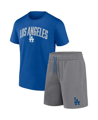 Men's Fanatics Royal, Heather Gray Los Angeles Dodgers Arch T-shirt and Shorts Combo Set