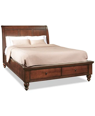 Closeout! Cambridge Brown King Sleigh Storage Bed