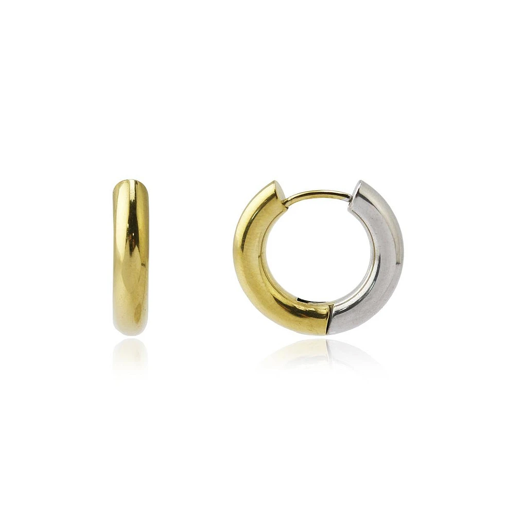 Two Tone Huggie Earrings