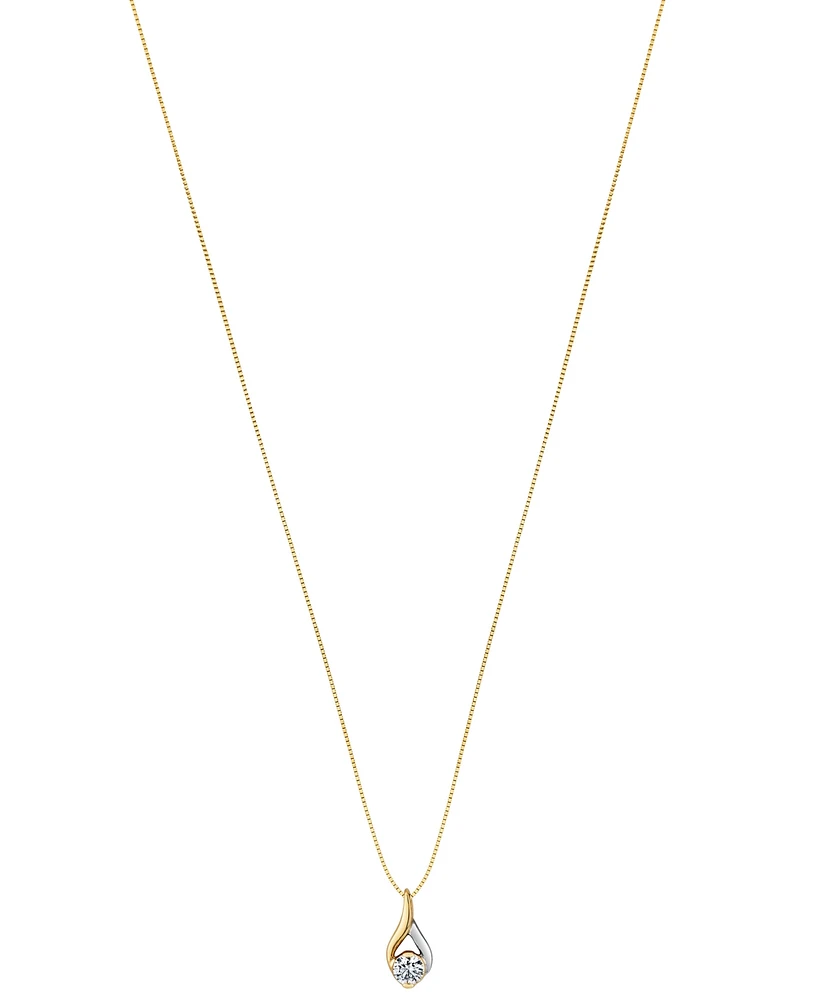 Sirena Diamond Solitaire Two-Tone 18" Pendant Necklace (1/4 ct. t.w.) in 14k Two-Tone Gold
